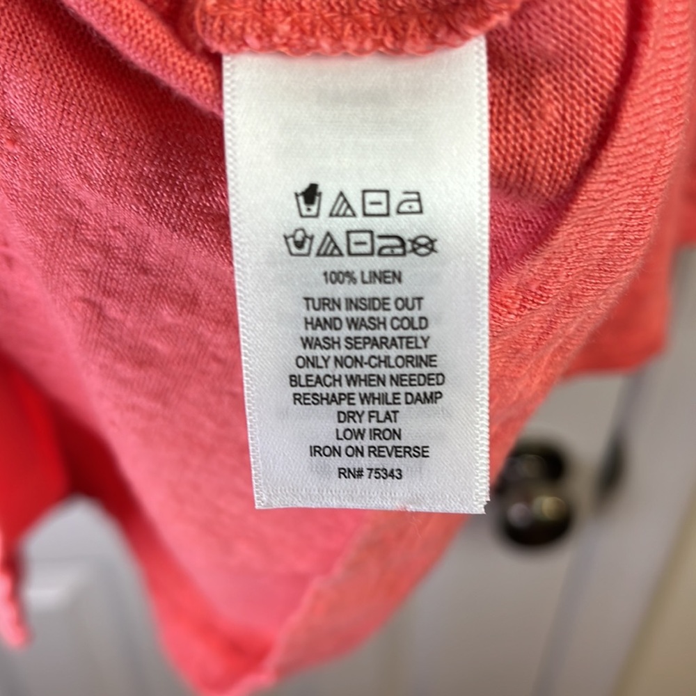 Rachel Roy 100% Linen Coral Ruffled Sleeve Shirt - Picture 4 of 5